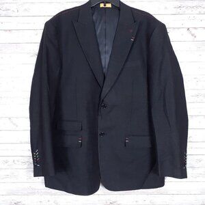 Lanzino Mens Sport Coat XL Black Colorful Stitching 220A